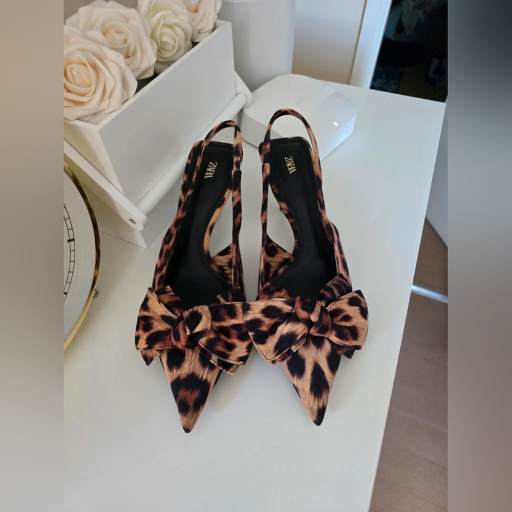 Zara Leopard Print Slingback Heels